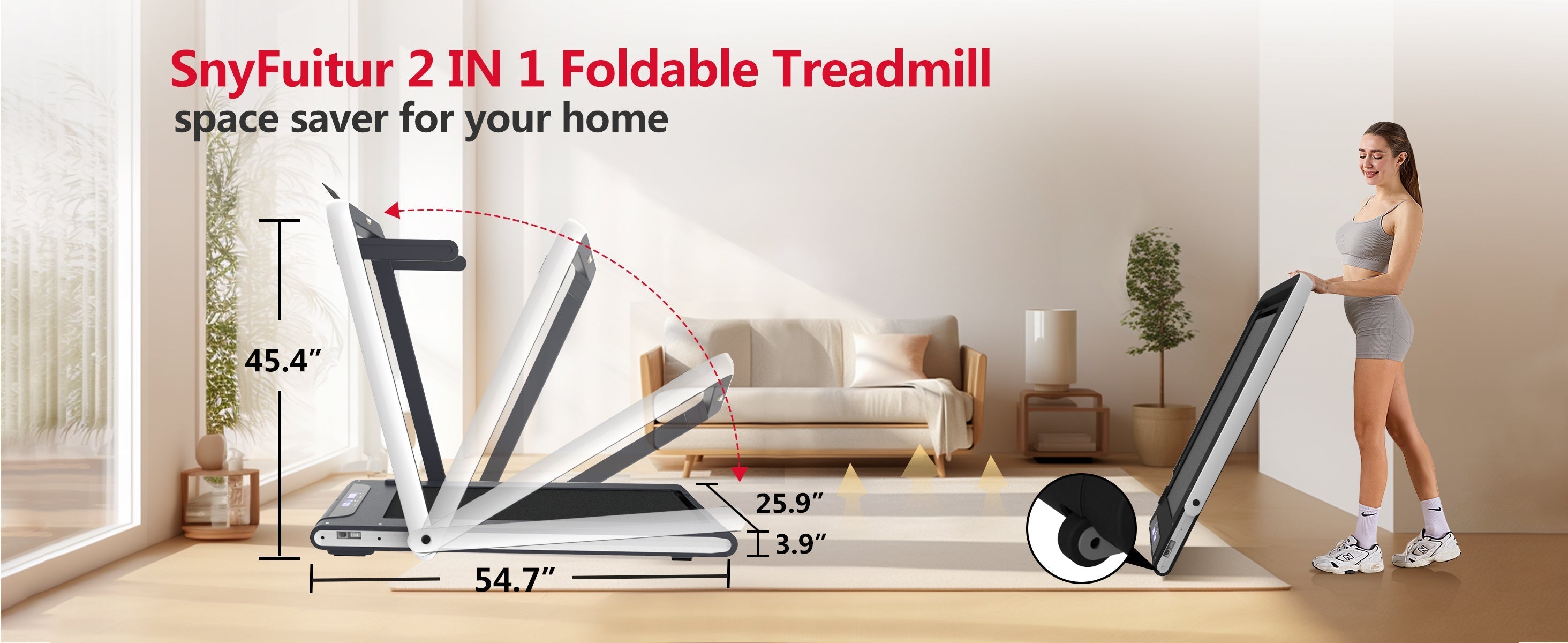 2 in 1 Under Desk Treadmill 2.5HP Folding Electric Machine